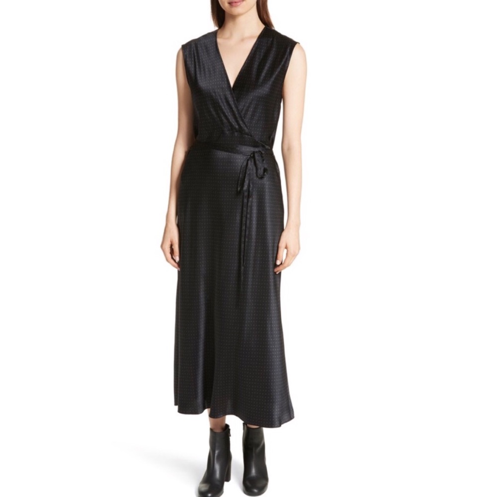 VINCE silk vintage polka dot cross front dress.